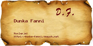 Dunka Fanni névjegykártya